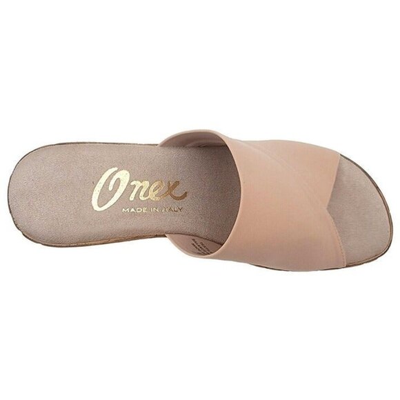Onex Christina Italian Blush/Champagne Elastic on Cork Wedge Sandal Size 9 - Picture 5 of 10